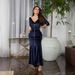 Women's New Temperament Slim Sexy Chest High Waist Diamond Button Velvet Dress Dress_ecoleips.com