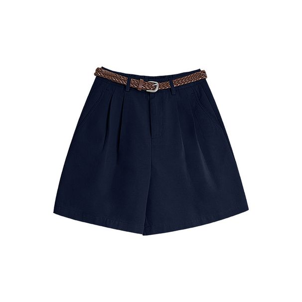 Women's High Waisted A-Line Shorts - Breathable Cotton Tencel Blend, Korean Style Casual Bermuda Shorts For Summer_ecoleips.com