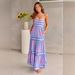 S32235 European And American Foreign Trade Cross-border Women's Clothing Striped Patterned Printed Strapless_ecoleips.com