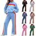 Women's Fleece Lined Rainbow Sweatshirt Set Long Sleeved Two Piece Winter Clothing European American Thickened Long Legged_ecoleips.com