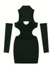 Summer 2026 Sexy Cutout Hanging Neck Dress European American Solid Color Tight Wrapped Hip Dress For Women_ecoleips.com