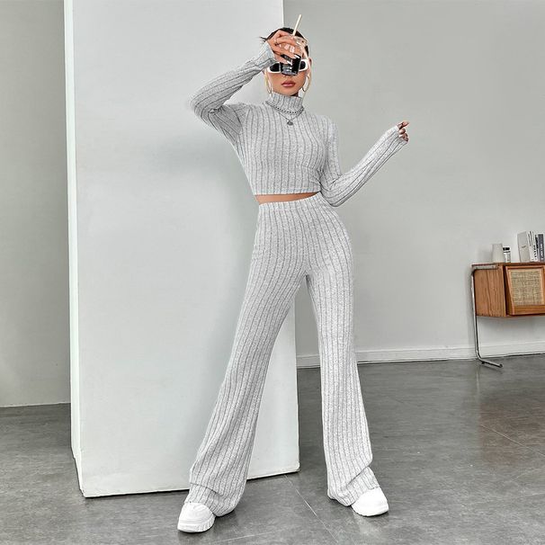 Voya Hot Selling Women's Solid Color Simple Style Fashion Set For Spring And Summer Fashion, Casual Sports Style Temperament Two-piece Set_ecoleips.com
