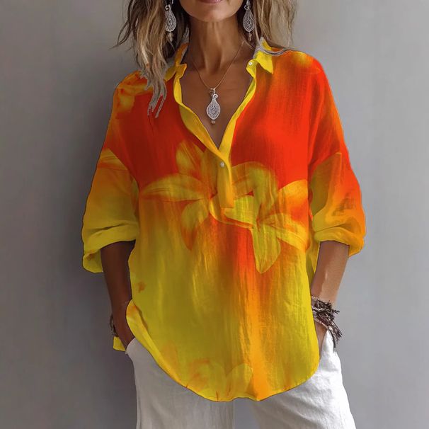 Women's Clothing New Fashion Digital Printing Long Sleeve Shirt_ecoleips.com