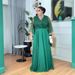 Women's Clothing Modest Muslim Abaya Dress – Long Sleeve Loose Fit Maxi Dress With Embellishments (Purple/Green/Champagne/Orange)_ecoleips.com