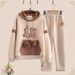 Women's Autumn/Winter Hoodie Set, New Style For Junior High School Students, Hooded, Loose Fit, Casual Two Piece Set, Warm Long Sleeved Clothing_ecoleips.com