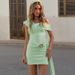 2025 Autumn New Pure Desire Off-Shoulder Ruched Ribbon Tight High-Waist Dress For Women Wholesale_ecoleips.com