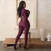 Women's V Neck Cross Strap Long Sleeve Top And Hip Lifting Pants Set European American Style Autumn New Clothing_ecoleips.com