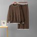 French Style High-Waisted Knit Two Piece Set for Women Autumn Winter Loose Fitting Figure Flattering Heavily Studded Top And Skirt Ensemble_ecoleips.com