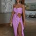 Women's Clothing Summer New Fashion Sexy Tube Top Slim Fit Pleated Slit Lace Up Suit_ecoleips.com