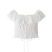 New European American Summer Style French Retro Fresh And Sweet Ruffled Tie-waist Cotton Top With Embroidered Design_ecoleips.com