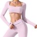 High Elastic Breathable Yoga Long Sleeved T-Shirt Top With Detachable Chest And Thumb Buckle Sports Sweatshirt_ecoleips.com