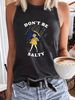 Simple Casual Loose Women's Printed Tank Top Cross-Border Round Neck Wholesale Umbrella Comfortable Deep Red_ecoleips.com