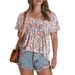 Summer Printed Short-Sleeved V-Neck Women's Clothing Trend, Half-Sleeved With High-Quality Elasticity_ecoleips.com