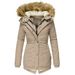 Women's Winter Hooded Zip-Up Coat With Faux Fur Trim – Slim Fit Long Sleeve Jacket In 4 Colors (S-XXXL) – Elegant & Warm Outerwear_ecoleips.com