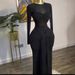 K Women's New Solid Color Long Sleeved Round Neck Chest Hugging Tight Temperament Long Dress_ecoleips.com