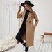 Elegant Women's Black & Beige Tweed Mid-Length Coat – Versatile Office To Evening Wear With V-Neck & Pockets_ecoleips.com