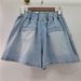 Women's Clothing New Heavy Beaded Diamond High Waist Loose Slim Wide Leg Denim Shorts_ecoleips.com