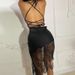 Sexy Patchwork Lace Dress American Style Fashionable Tie Back Elegant New Women's Clothing_ecoleips.com
