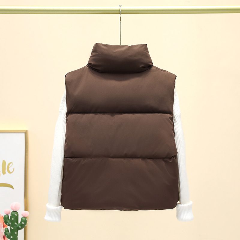 Women's Quilted Vest Sleeveless Puffer Jacket Winter Warm Short Waistcoat Casual Zipper Front Coat For Ladies_ecoleips.com