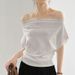 Slash Neck T-shirts For Women Elegant Off Shoulder Design Solid Summer Tops Short Sleeve Fashion Ladies Casual Clothing Simple_ecoleips.com