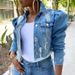 Women's Distressed Denim Jacket – Oversized Washed Cropped Streetwear Top With Raw Hem_ecoleips.com
