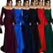 Elegant Women's Long Sleeve Off-Shoulder Ruffle Detail Bodycon Evening Dress For Wedding & Party_ecoleips.com