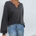 Voya Women's Daily Commuting Simple Style T-shirt For Spring And Summer Casual Versatile Loose Long Sleeved Top For Women_ecoleips.com