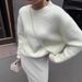 Women's Oversized Alpaca Wool Sweater – Soft Short-Sleeve Knit Pullover (One Size, Gray/Beige/Pink/Red/Green/Yellow/Brown)_ecoleips.com