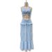 Spring/Summer Women's Two Piece Set Halter Neck Pleated Camisole Top With Ruffled Long Skirt Pant Suit_ecoleips.com