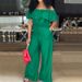 Chic Denim-Look Jumpsuit For Plus Size Women, Open-Back Romper With Shawl Collar, Stretch Comfort In Sizes 1XL To 5XL, Casual Boho Outfit_ecoleips.com