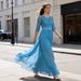 Elegant Women's Lace Patchwork Long Formal Evening Gown New Style Party Prom Dress_ecoleips.com