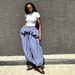 Women's Summer Stripe Sleeveless Shirt With Wide-Leg Trousers Set - Notch Collar Two Piece Outfit_ecoleips.com