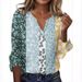 2024 New Cross-Border Fashion Apparel: Casual V-Neck Three-Quarter Sleeve Loose Pullover Digital Print Women's T-Shirt_ecoleips.com