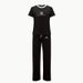Women's Casual Letter Print T-Shirt And Pants Set Summer Lounge Wear 3/4 Sleeve Side Pockets_ecoleips.com