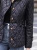 K Women's Slim-fit Down Jacket With Stand-up Collar And Single-row Buttons; Diamond Quilted Cotton Coat_ecoleips.com