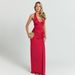 Elegant Deep V Halter Maxi Dress With Flowing Ribbon & Fishtail Hem – Sexy Backless Formal Gown In Black, Sage Green, Red & Pink (S/M/L)_ecoleips.com