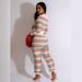 Women's Clothing Summer New Sexy Knitted Contrast Color Long Sleeved Trousers Wide Leg Casual Suit_ecoleips.com