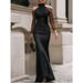 Freeacy 2026 Summer Fashion Women's Black Halter Mesh Mermaid Evening Gown Cold Shoulder High Waist Bodycon Party Dresses_ecoleips.com