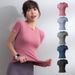 Women's Clothing Sports Tops Internet Celebrities Tight Fitting Slimming Short Sleeved T Shirts Yoga Clothes_ecoleips.com