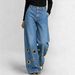 High-Waisted Loose-Fitting Cutout Jeans For Women Trousers With Hollowed Out Metallic Eyelets_ecoleips.com