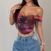 DiYun European And American Y2K Hot Girl Style Ruched Short-Sleeve T-Shirt Women's Clothing 2025_ecoleips.com