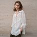 Women's Lightweight Pure Linen Shirt Long Sleeved Sophisticated Simple Solid Color Lapel Cardigan Loose Fitting Sun Protection Top_ecoleips.com