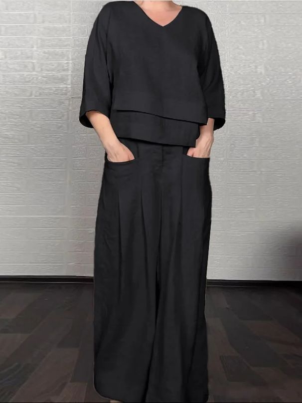 Women's Clothing Women's Fashion Casual Solid Color Large Size Irregular Cotton And Linen Suits For Women_ecoleips.com