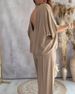 K V-neck Bat Sleeve Top Casual Loose Wide Leg Pants Set For Women. No Necklaces Or Other Accessories_ecoleips.com