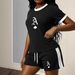 Women's Clothing Women's Fashionable Spade Letter A Print Two Piece Set Style Loose Comfortable Short Sleeved Outfit_ecoleips.com