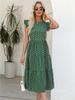 Summer Elegant Women's O Neck Sleeveless Midi High Waist Polka Dot A Line Chic Long Dress For Fashion_ecoleips.com