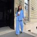 Women's Solid Color Lapel Long Sleeve Shirt And Pants Two Piece Set European American Style Casual Autumn Top_ecoleips.com