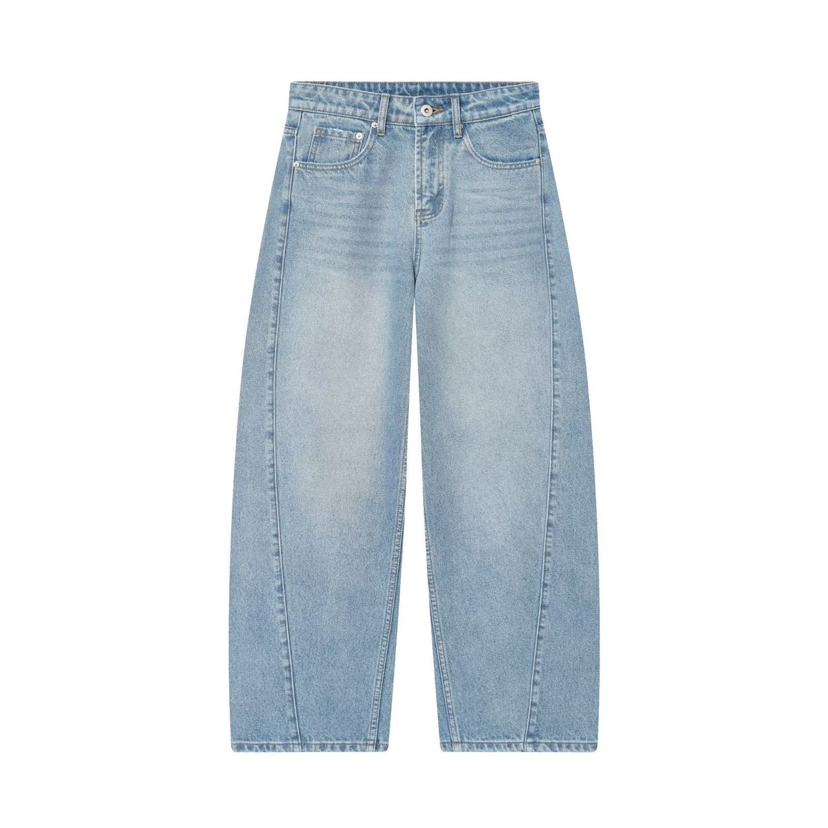 Women's Classic High Waist Relaxed Straight Jeans - Vintage Denim Pants With Button Details, Comfortable & Stylish (Blue, Light Blue, Dark Blue)_ecoleips.com
