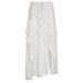 Women's Clothing Irregular Design White Skirt Holiday Style Slit Ruffle Fashion Long Skirt_ecoleips.com