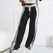 Women's High-Waisted Wide-Leg Pants | Black & White Contrast Flowy Drapery | INS Style Straight-Leg Lounge Palazzo Trousers_ecoleips.com